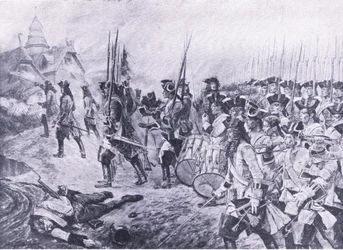 Blenheim, 13. August 1704: Sturm auf das Dorf, Illustration aus Britische Schlachten zu Land und zu Wasser, 1915