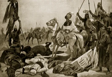 Hyder Ali bei Conjeveram, 1780, Illustration aus „Hutchinsons Geschichte der britischen Nation“, um 1923