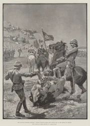 Der Vormarsch nach Dongola, Captain Fittons Pferd wird in der Schlacht von Ferket erschossen