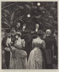 Die Internationale Gesundheitsausstellung, Abendfest zugunsten der Londoner Krankenhäuser, die Prinzessin von Wales verkauft Blumen