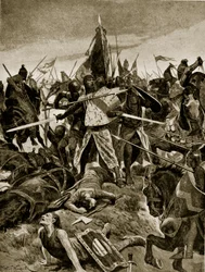 Der letzte Widerstand von De Montfort in Evesham, Illustration aus 