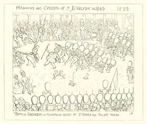 1849, Britische Grenadiere bewachen den Hof des St. James Palastes