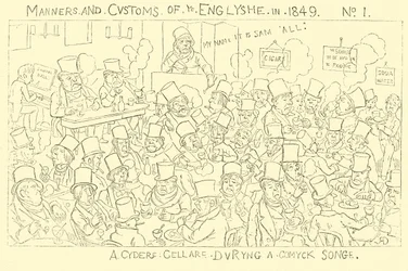 Ein Apfelweinkeller während eines komischen Liedes