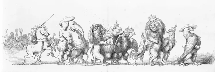 Tiersymbole der Länder, die die Große Ausstellung besuchen, 1851