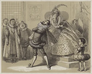 Dramatische Szene zwischen Königin Elisabeth und ihrem Favoriten Essex (Aquatinta)