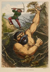 Der Tod des Riesen Cormoran. Laut Legende lebte dieser Riese namens Cormoran auf St. Michael