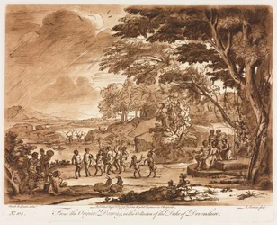 Liber Veritatis: Nr. 108, Landschaft mit tanzenden Satyrn und Nymphen, 1775