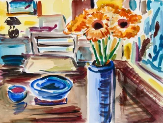 Stillleben mit Rudbeckien, 2021