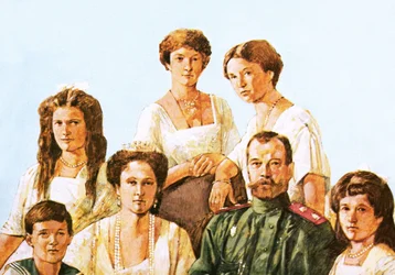 Zar Nikolaus II. mit seiner Familie