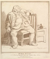 Mr. Ben: Read, Ein Mitglied des Hogarth Clubs in der Bedford Arms Tavern, gezeichnet..., 27. November 1781