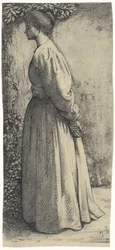 Stehende Frau von der Seite