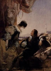 Ein Kavalier und seine Dame auf einer Terrasse in Genua