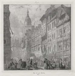 Malerische und romantische Reisen im alten Frankreich, Normandie: Rue du Gros Horloge, Rouen