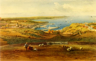 Allgemeine Ansicht von Guernsey vom Port George, 1850, 1946