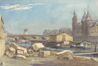 Île de la Cité, die Pont au Change und die Conciergerie, Paris, 1837