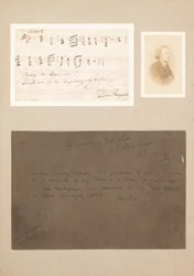 Autographische Musiknotation montiert mit Carte-de-Visite-Fotografie von Wagner und einem Provenienzvermerk