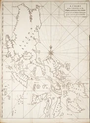 Karte des Kanals in den Philippinen, durch den die Manila Galeone fährt, zusammen mit den angrenzenden Inseln