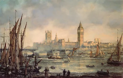Die Houses of Parliament und die Westminster Bridge