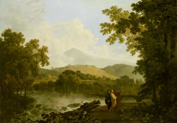 Cicero und seine zwei Freunde, Atticus und Quintus, in seiner Villa in Arpinum