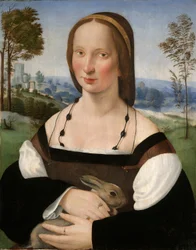 Porträt einer Dame mit einem Kaninchen
