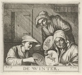 Interieur mit drei Bäuerinnen