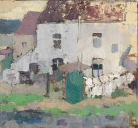 Weiße Fassaden und Garten in Bosvoorde