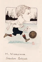 Bert Middlemiss, Tottenham Hotspur, Zeichnung für ein Set von Zigarettenkarten, 1907
