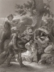 Herzog von Monmouth nach der Schlacht von Sedgemoor gefangen. Aus der Geschichte Englands, veröffentlicht 1859.