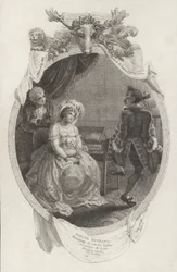 Szene aus The Tender Husband von Richard Steele (Gravur)