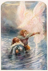 Christian und Hopeful überqueren den Fluss