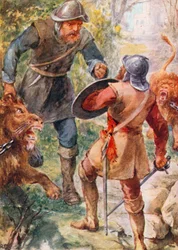 Großherz greift Riesen Grim an