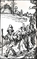 Die goldene Gans aus Grimms Märchen, um 1900