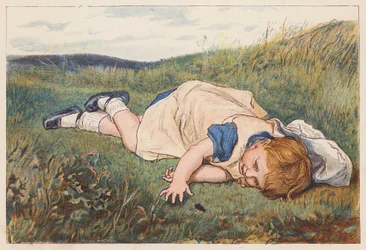 Mädchen fasziniert von einem Käfer
