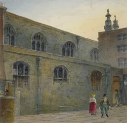 Nordseite der Guildhall Chapel mit Eingang zu Cutthroat Alley, City of London, 1820