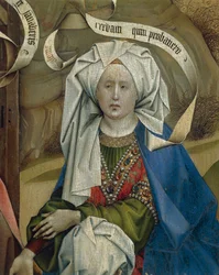 Detail einer Frau aus der Geburt Christi, von Meister von Flemalle Robert Campin, circa 1420