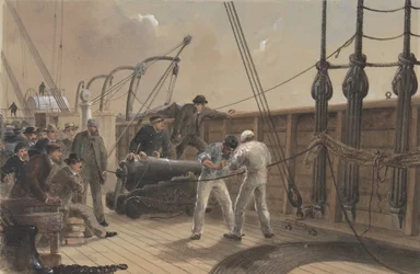Spleißen des Kabels nach dem ersten Unfall an Bord der Great Eastern, 25. Juli 1865, 1865-66