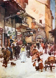 Studie im Mercato Vecchio im Jahr 1884, vor der Zerstörung des Ghettos