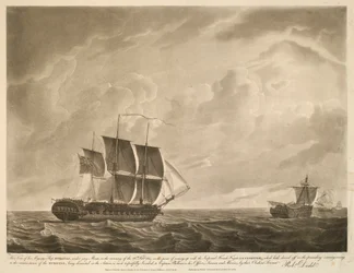 Ansicht der Fregatte EUROTAS am Morgen des 26. Februar 1814