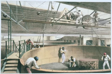 Das Aufrollen des Telegraphenkabels in den Tanks in den Werken in Greenwich, aus 