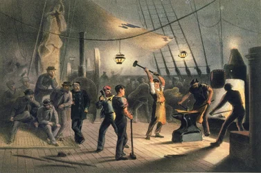 Die Schmiede auf dem Deck der Great Eastern, Nacht des 9. August