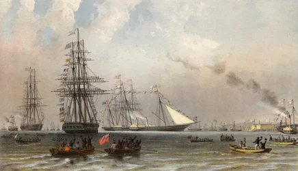 Die Ankunft der königlichen Yacht vor Gravesend, 7. März 1863 (Chromolitho)