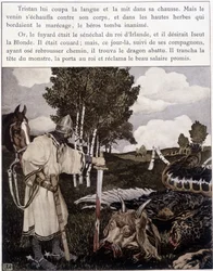 Tristan nahe dem toten Drachen - in „Le Roman de Tristan et Iseult“ von Bédier, ill. von Robert Engels, ed. of Art, Paris