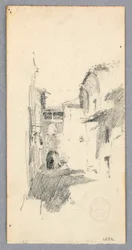 Zeichnung, Straßenszene, 1882