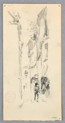 Zeichnung, Straßenszene, Venedig, 1882