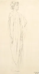 Studie einer drapierten weiblichen Figur für das Wandgemälde 