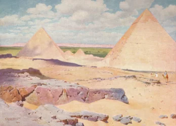 Die Pyramiden von Gizeh aus der Wüste, ca. 1880, 1904