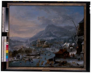 Winter: Eine gefrorene Winterlandschaft mit Bauern