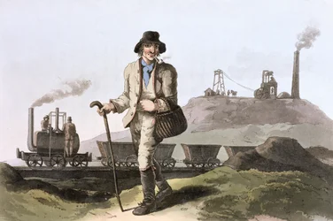 Blenkinsop-Dampflokomotive am Middleton-Kohlenbergwerk bei Leeds, West Yorkshire, 1814