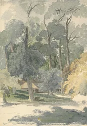 Bäume und Scheunen im Ashstead Park, Surrey