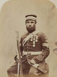 Farbsergeant J. Stanton, Royal Sappers and Miners, 1856 (Sepia-Foto)